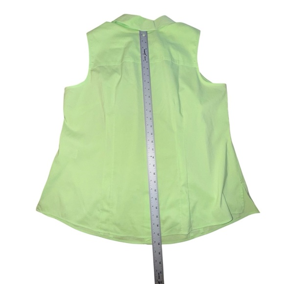 FOXCROFT Taylor Non-Iron Sleeveless Collar Button Down Shirt - Green 14W - Picture 4 of 9
